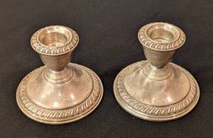 lot 414 image: Pair of Vintage Weighted Sterling Silver Candleholders