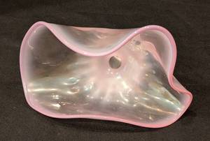 lot 418H image: Signed Pink Art Glass Sculpture
