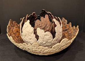 lot 421 image: Three Piece Signed Coiled Pottery Bowl Set