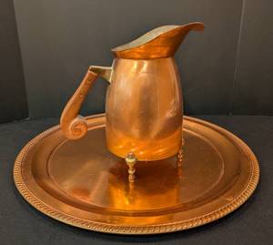 lot 440 image: Vintage Copper Pitcher and Platter
