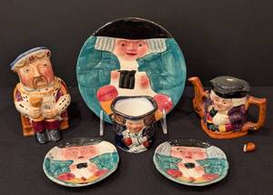 lot 444 image: Assorted Vintage Character Mugs and Small Dishes