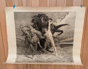 lot 446H image: Large Unframed Automedon and the Horses of Achilles Print