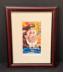 lot 471 image: Small Framed Life is in Your Hand Watercolor Painting by D. Cuello