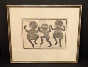lot 486H image: Triple Trip Woodblock Print by Helen Siegl