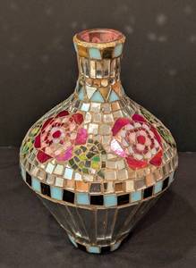 lot 487H image: Mosaic Glass Tile Flower Vase