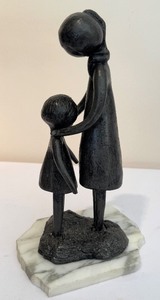 lot 386 image: William Lattimer Brutalist Metal Art Sculpture Modernist MCM Mother Child Daughter