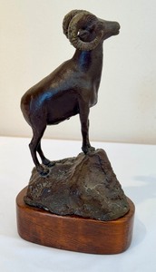 lot 65 image: Artisan Crafted Bronze Big Horn Sculpture
