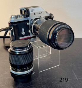lot 219 image: Vintage Nikon Film Camera with Vivitar 52mm Lens and Nikkor-C 200mm Lens