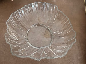 lot 581 image: Vintage Signed Rosenthal Studio Line Large Center Piece Footed Crystal Bowl, 14 12 inch Pleated Edge Bowl