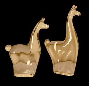 lot 566 image: Pair of Crystal Lama Figurines