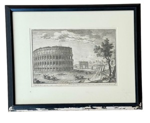 lot 560 image: Vintage Framed Giuseppe Vasi Engraving Piazza del Colosseo