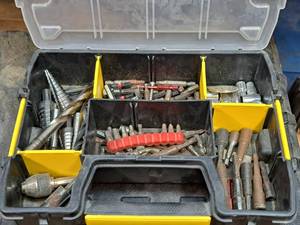 lot 52 image: Parts Organizer Suitcase with Assorted Driver Bits, Step Drill Bits, Driver Socket Bits