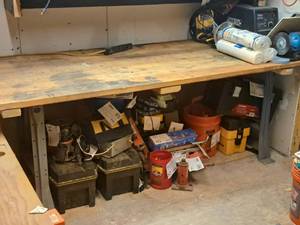 lot 96 image: Wood TopMetal Work Bench