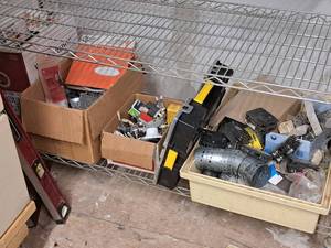 lot 99 image: Assorted Electrical Parts and Accessories - Fixtures, Outlets, Electrical Boxes, Conduit Connectors and Clamps, Wire Connectors, Parts Organizer Suitcase