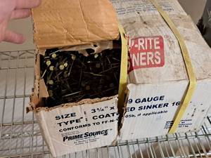 lot 103 image: Lot of (1) PrimeSource 3-14 Sinker Nails 16D (partial box)