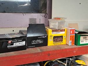 lot 115 image: Lot of (6 Boxes) Assorted Fasteners - Screws, Nails (Partial Boxes)