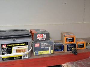 lot 116 image: Lot of (7 Boxes) Assorted Fasteners - Screws, Nails (Partial Boxes)