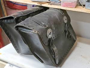 lot 143 image: Lot of (2) Leather Motorcycle Side-Mount Storage Bags