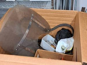 lot 148 image: Lot of (1 Box) Motorcycle Parts and Windshield, Drive Belt, Throttle Cable and more