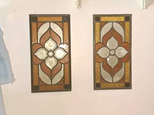 lot 214 image: Lot of (2) Stained Glass Wall Art