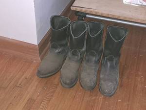 lot 244 image: Lot of (2 Pair) Red Wings Size 11 Mens Leather Steel Toe Boots (Black)