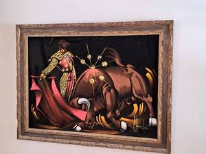 lot 221A image: Velvet Picture - The Bullfighter , Wood Frame