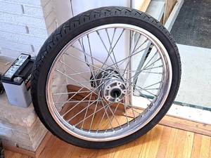 lot 146A image: Front Motorcycle Wire Wheel with Marathon ME880  Tire 9090-21 MC 54H