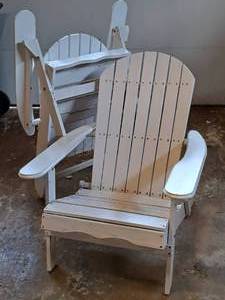 lot 292 image: Lot of (2) Wooden Adirondack Patio Chairs  Folding