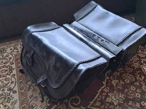 lot 145B image: Leather Motorcycle Saddlebags