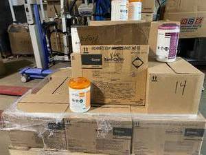 lot 16 image: MSRP $2000 Lot Of 14 Cases NEW PDI (6 Canisters per case) PDI P24284 Sani-Cloth Prime Germicidal Disposable Wipes - Extra Large Wipes 7.5 x 15 - 70 Wipes Per Canister Plus Extra Canisters NEW PDI Wipes