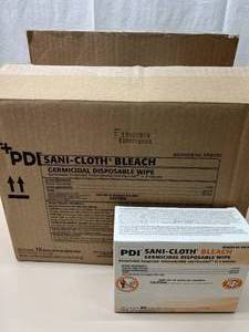 lot 23 image: MSRP $180  1 Case (10 boxes with 40 individually wrapped wipes) NEW H58195 Sani-Cloth Bleach Germicidal Disposable Wipes - Large