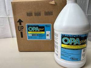 lot 28 image: MSRP $180  1 Case (4 each) NEW Metrex 10-6000 1-Gallon MetriCide OPA Plus Ortho-Phthalaldehyde Solution