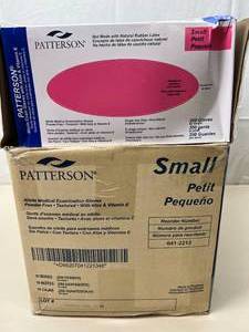 lot 37 image: MSRP $300  1 Case (10 boxes - 200 gloves per box) NEW Patterson 041-2213 Powder-Free Textured Nitrile Medical Examination Gloves with Aloe & Vitamin E - Small