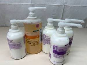 lot 42 image: Lot of 4 Bottles NEW Ecolab Revitalizing Skin Lotion & 1 Large Bottle Scrub-Stat 2% Medical&nbspScrub and Healthcare Personnel Handwash
