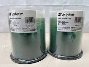 lot 43 image: Lot of 2 NEW Verbatim 100-Pack 1x-52x Speed 700MB80MIN Inkjet Printable CD-R - Silver