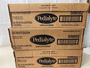 lot 44 image: 3 Cases (48 each per case) NEW Pedialyte 59892 2 fl. oz. Electrolyte Solution - Unflavored