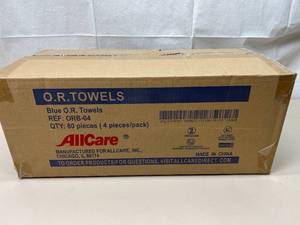 lot 56 image: MSRP $100  1 Case (80 towels) NEW AllCare ORB-04 O.R. Towels&nbsp16 x 26 -pre-washed, sterile, cotton towels - Exp 129 - You Are Going To Have To Fight Me For These  So many towels and uses