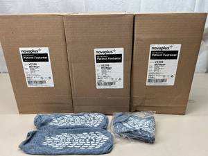 lot 57 image: 3 Cases (48 pairs per case) NEW Novaplus VE206 ECOSteps Double-Tread Slip-Resistant Patient Footwear - Size XL Spruce