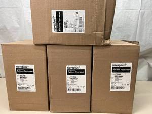 lot 58 image: 4 Cases (48 pairs per case) NEW Novaplus VE206 ECOSteps Double-Tread Slip-Resistant Patient Footwear - Size XL Spruce