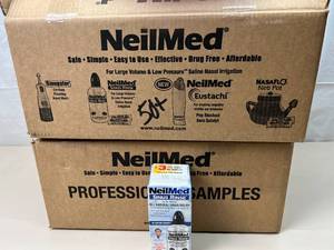 lot 60 image: 50 Individual Boxes NEW NeilMed M090124 Sinus Rinse by Dr. Mehta All Natural Sinus Relief Soothing Saline Solution - 8 oz. Squeeze Bottles and Premixed Packets Exp 928