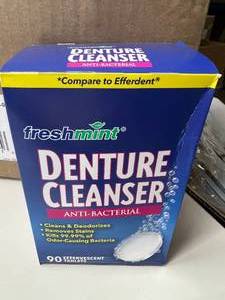 lot 63 image: MSRP $150  1 Case (24 Boxes - 90 tablets per box) NEW MediChoice MCDENT90 Freshmint Denture Cleanser Tablets Exp 226