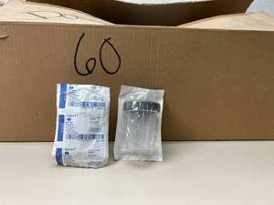 lot 66 image: 1 Case (60 each) NEW Medegen Medical Products 01053 Sterile Non-Toxic Inert Polyolefin 4oz Specimen Containers With Lids