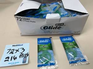 lot 68 image: 1 Box (72 packages with 3 picks each package) NEW Oral-B 3-Pack Glide Complete Scope Outlast Floss Picks