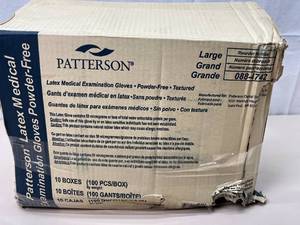 lot 70 image: 1 Case (10 boxes - 200 gloves per box) NEW Patterson 088-4742 Latex Powder-Free Medical Examination Gloves - Large