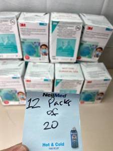 lot 92 image: MSRP $360  12 Boxes (20 masks per box) NEW 3M 1860 Particulate Respirators Surgical Masks -Provides protection airbornebiological particles Fluid resistant to splashsplatter infectious material Soft, comfortable fit. Collapse-resistant design.