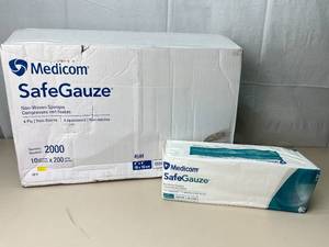 lot 98 image: 1 Case (2000 each) NEW Medicom 4 x 4 4544 SafeGauze 4-Ply Non-Sterile Non-Woven Sponges - White Soft Gauze Sponges -Dental & Esthetic Wipes - All Purpose Medical Gauze Squares for First Aid, Surgical, Wound Dressing
