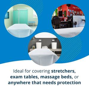 lot 64 image: 1 Case (50 each) NEW Open Box Tidi 919374 40 x 48 TissuePolyTissue Drape Sheets - Blue -&nbspPatient Drape Sheets offers comfort, modesty, and coverage, with absorbent tissue and added poly layers for additional barrier protection.