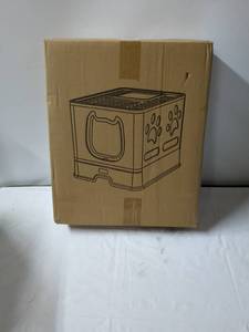 lot 49 image: New Cat Litter Box with Lid - Available in Black, White, and Grey