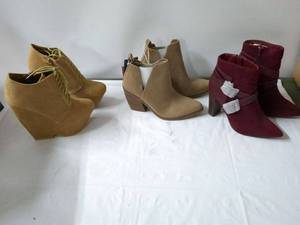 lot 58 image: Set of 3 Pairs of Stylish Ankle Boots - Various Colors and Sizes