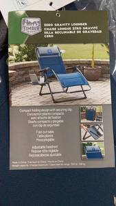 lot 94 image: Timber Ridge Zero Gravity Lounger with Adjustable Headrest